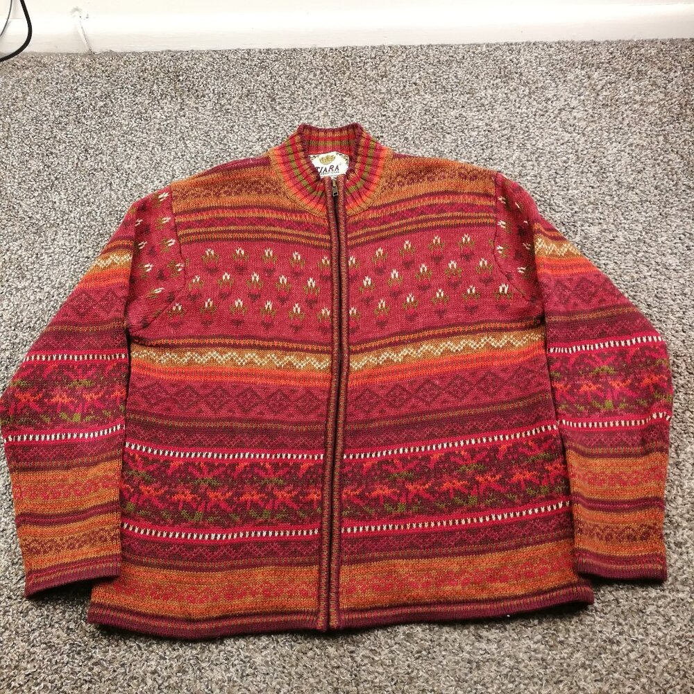 Vintage 2000 Tiara Sweater Fair Isle Cardigan Full Zip Y2K Womens Medium